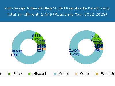 North Georgia Technical College 2023 Student Population by Gender and Race chart