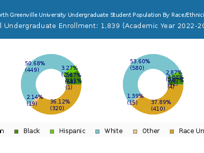 North Greenville University 2023 Undergraduate Enrollment by Gender and Race chart
