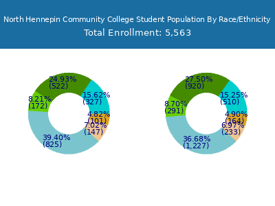North Hennepin Community College 2025 Student Population by Gender and Race chart