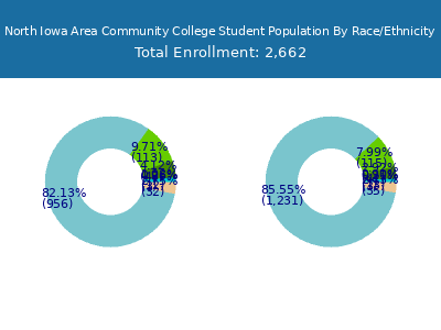 North Iowa Area Community College 2025 Student Population by Gender and Race chart