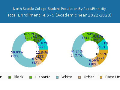 North Seattle College 2023 Student Population by Gender and Race chart