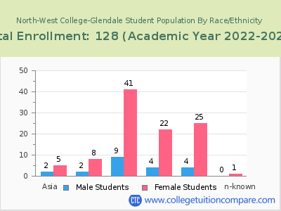 North-West College-Glendale 2023 Student Population by Gender and Race chart