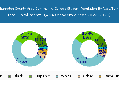 Northampton County Area Community College 2023 Student Population by Gender and Race chart