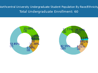Northcentral University 2025 Undergraduate Enrollment by Gender and Race chart