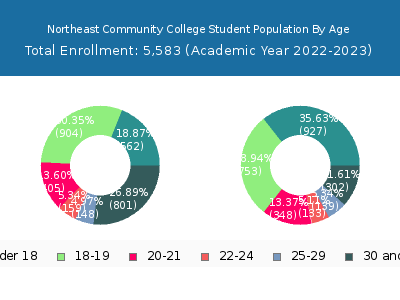 Northeast Community College 2023 Student Population Age Diversity Pie chart