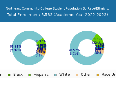 Northeast Community College 2023 Student Population by Gender and Race chart