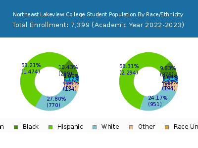 Northeast Lakeview College 2023 Student Population by Gender and Race chart