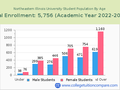 Northeastern Illinois University 2023 Student Population by Age chart
