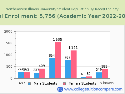 Northeastern Illinois University 2023 Student Population by Gender and Race chart