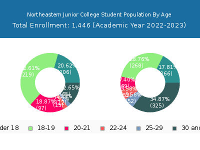 Northeastern Junior College 2023 Student Population Age Diversity Pie chart