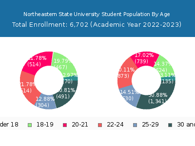 Northeastern State University 2023 Student Population Age Diversity Pie chart
