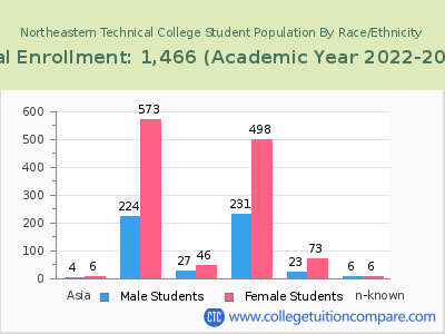 Northeastern Technical College 2023 Student Population by Gender and Race chart