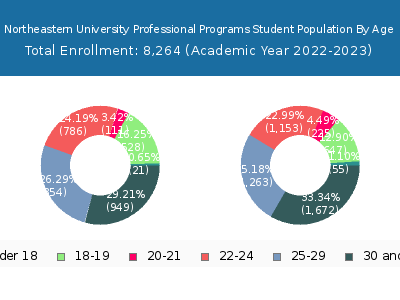Northeastern University Professional Programs 2023 Student Population Age Diversity Pie chart