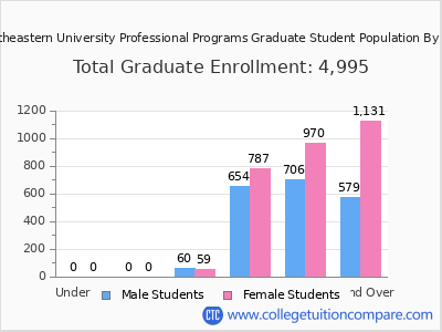 Northeastern University Professional Programs 2024 Graduate Enrollment by Age chart