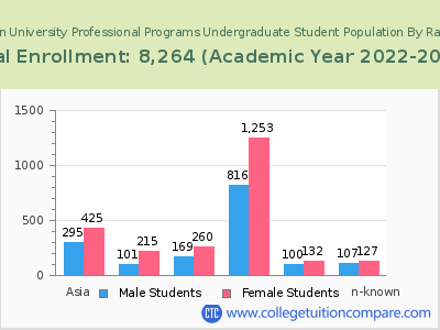 Northeastern University Professional Programs 2023 Undergraduate Enrollment by Gender and Race chart
