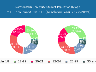 Northeastern University 2023 Student Population Age Diversity Pie chart