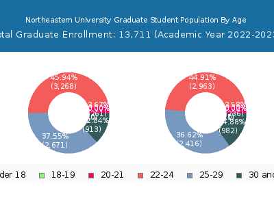 Northeastern University 2023 Graduate Enrollment Age Diversity Pie chart