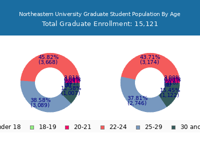 Northeastern University 2024 Graduate Enrollment Age Diversity Pie chart