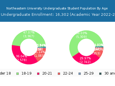 Northeastern University 2023 Undergraduate Enrollment Age Diversity Pie chart