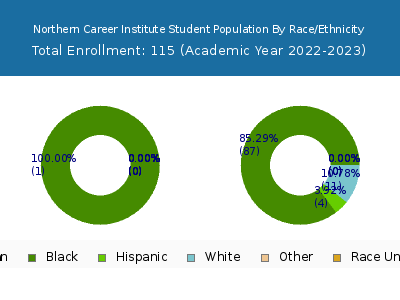 Northern Career Institute 2023 Student Population by Gender and Race chart