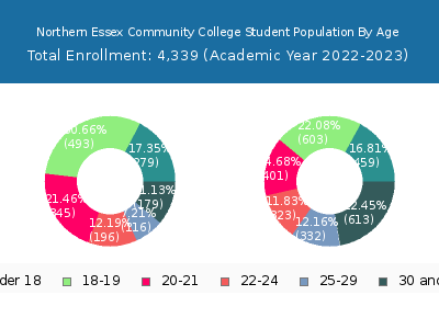 Northern Essex Community College 2023 Student Population Age Diversity Pie chart