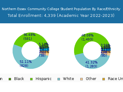 Northern Essex Community College 2023 Student Population by Gender and Race chart