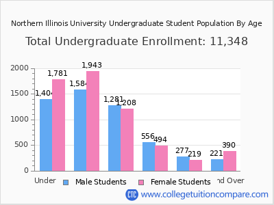 Northern Illinois University 2024 Undergraduate Enrollment by Age chart