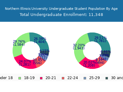 Northern Illinois University 2024 Undergraduate Enrollment Age Diversity Pie chart