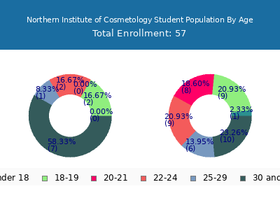 Northern Institute of Cosmetology 2025 Student Population Age Diversity Pie chart