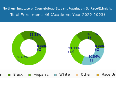 Northern Institute of Cosmetology 2023 Student Population by Gender and Race chart