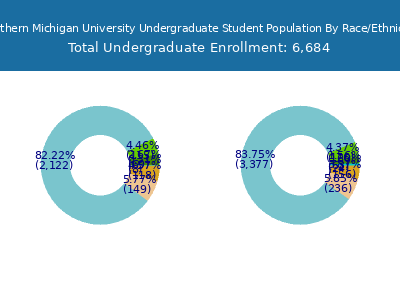 Northern Michigan University 2025 Undergraduate Enrollment by Gender and Race chart