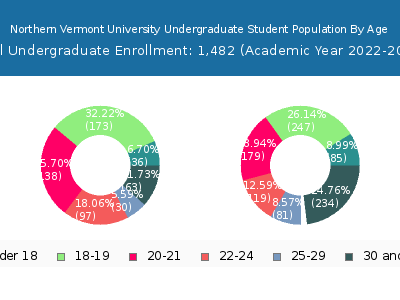 Northern Vermont University 2023 Undergraduate Enrollment Age Diversity Pie chart