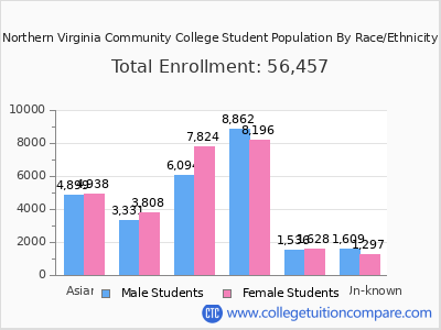 Northern Virginia Community College 2025 Student Population by Gender and Race chart