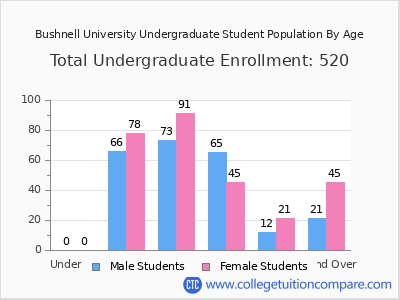Bushnell University 2025 Undergraduate Enrollment by Age chart
