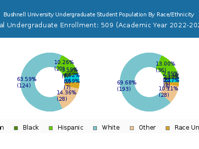 Bushnell University 2023 Undergraduate Enrollment by Gender and Race chart