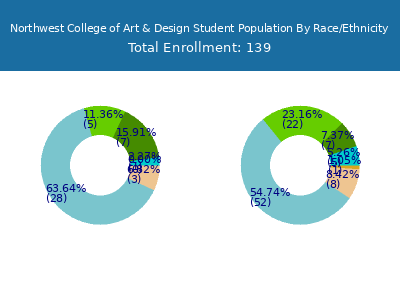 Northwest College of Art & Design 2025 Student Population by Gender and Race chart