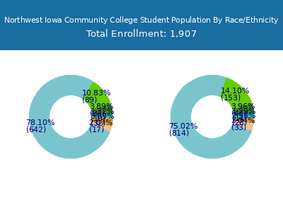 Northwest Iowa Community College 2025 Student Population by Gender and Race chart