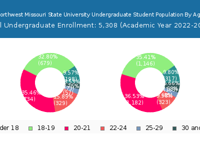 Northwest Missouri State University 2023 Undergraduate Enrollment Age Diversity Pie chart