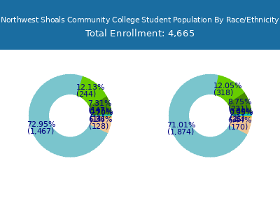 Northwest Shoals Community College 2025 Student Population by Gender and Race chart