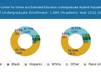 Northwest University-Center for Online and Extended Education 2023 Undergraduate Enrollment by Gender and Race chart