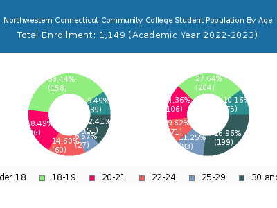 Northwestern Connecticut Community College 2023 Student Population Age Diversity Pie chart