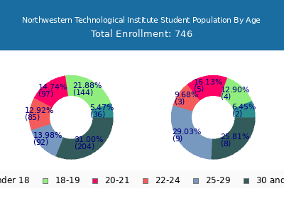Northwestern Technological Institute 2024 Student Population Age Diversity Pie chart