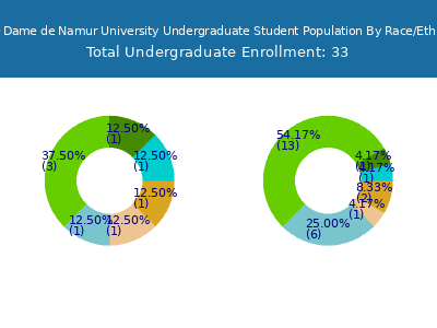 Notre Dame de Namur University 2025 Undergraduate Enrollment by Gender and Race chart