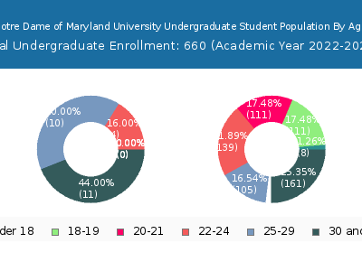Notre Dame of Maryland University 2023 Undergraduate Enrollment Age Diversity Pie chart