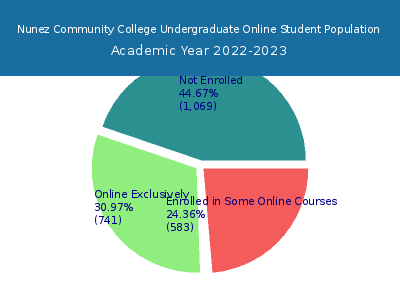 Nunez Community College 2023 Online Student Population chart