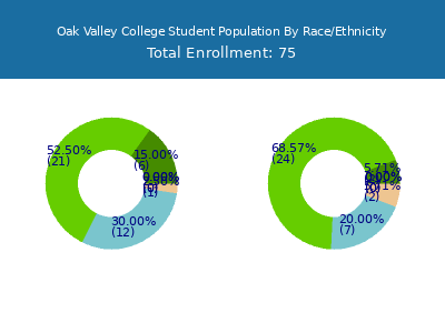 Oak Valley College 2025 Student Population by Gender and Race chart