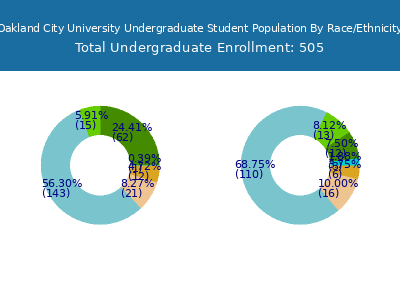 Oakland City University 2025 Undergraduate Enrollment by Gender and Race chart