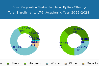 Ocean Corporation 2023 Student Population by Gender and Race chart