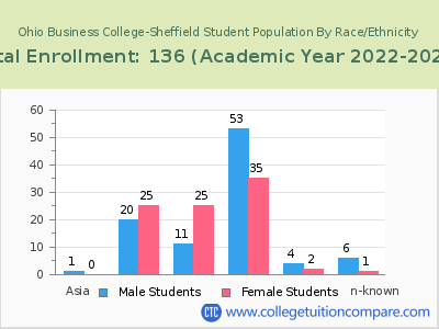 Ohio Business College-Sheffield 2023 Student Population by Gender and Race chart