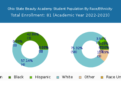 Ohio State Beauty Academy 2023 Student Population by Gender and Race chart